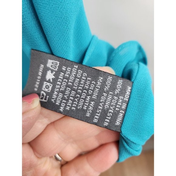 Vince Camuto Turquoise Chiffon Layered Ruffle Sleeveless Blouse Top PS - Picture 5 of 7